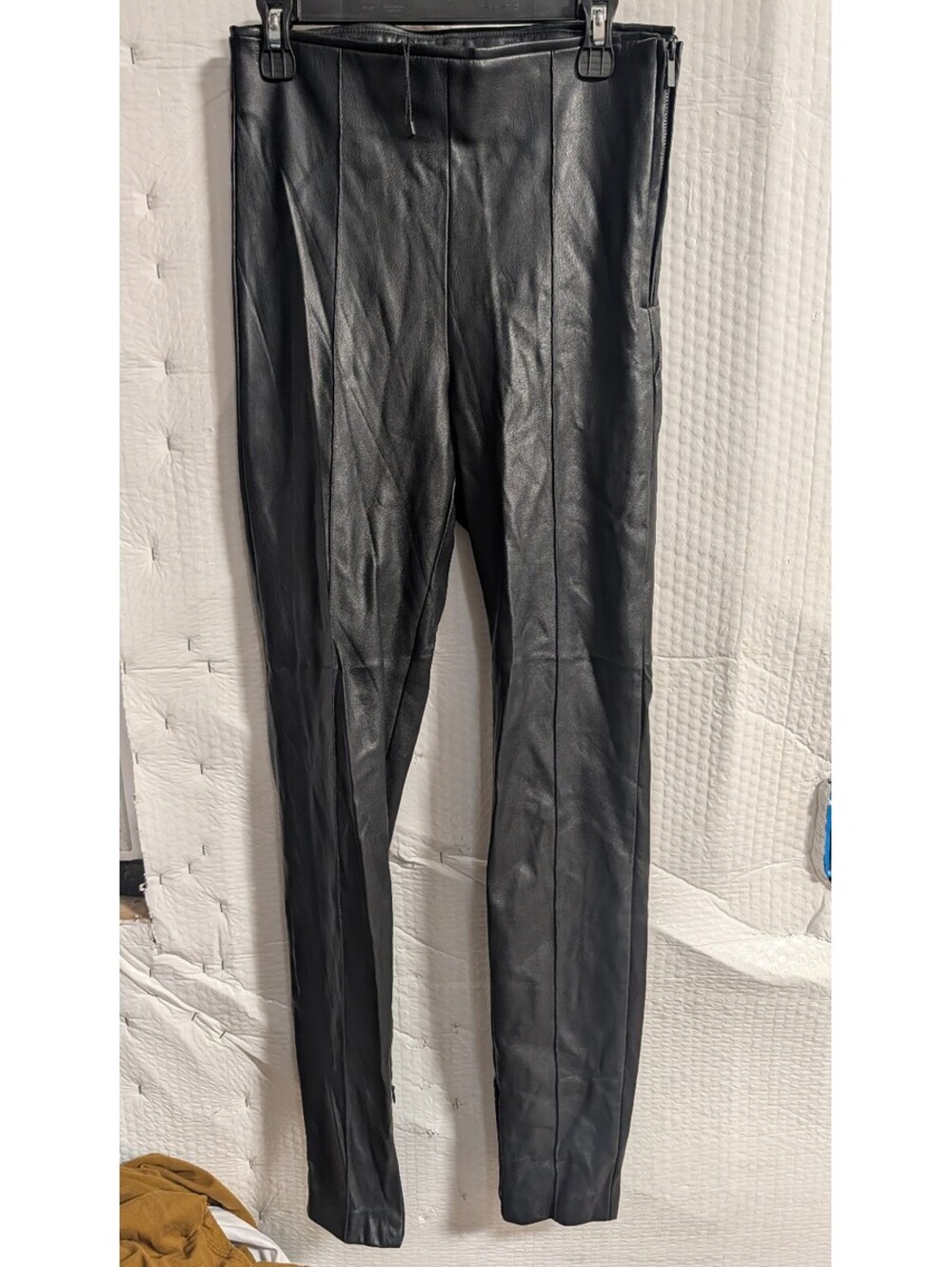 Zara Black Faux Leather Skinny Pants with Side Zipper